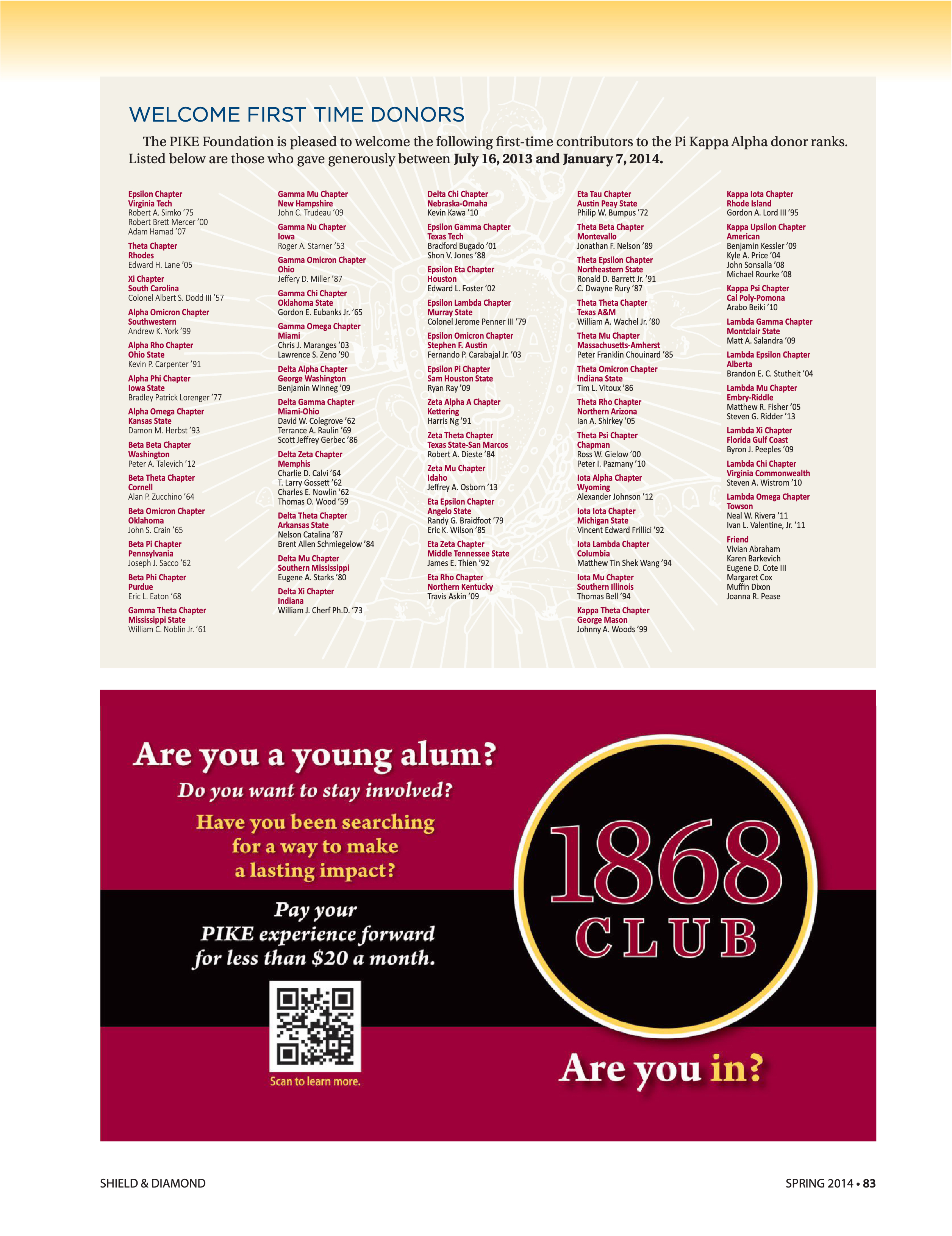 Welcome First Time Donors